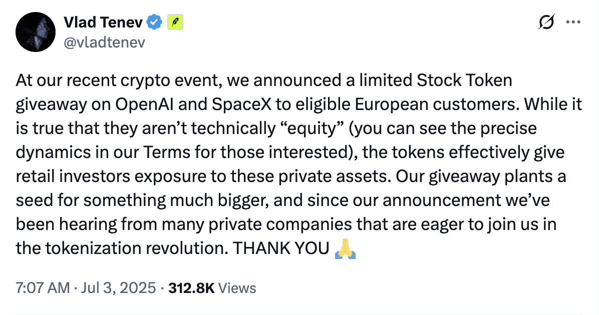 OpenAI为什么不想在Robinhood上交易「股票」？